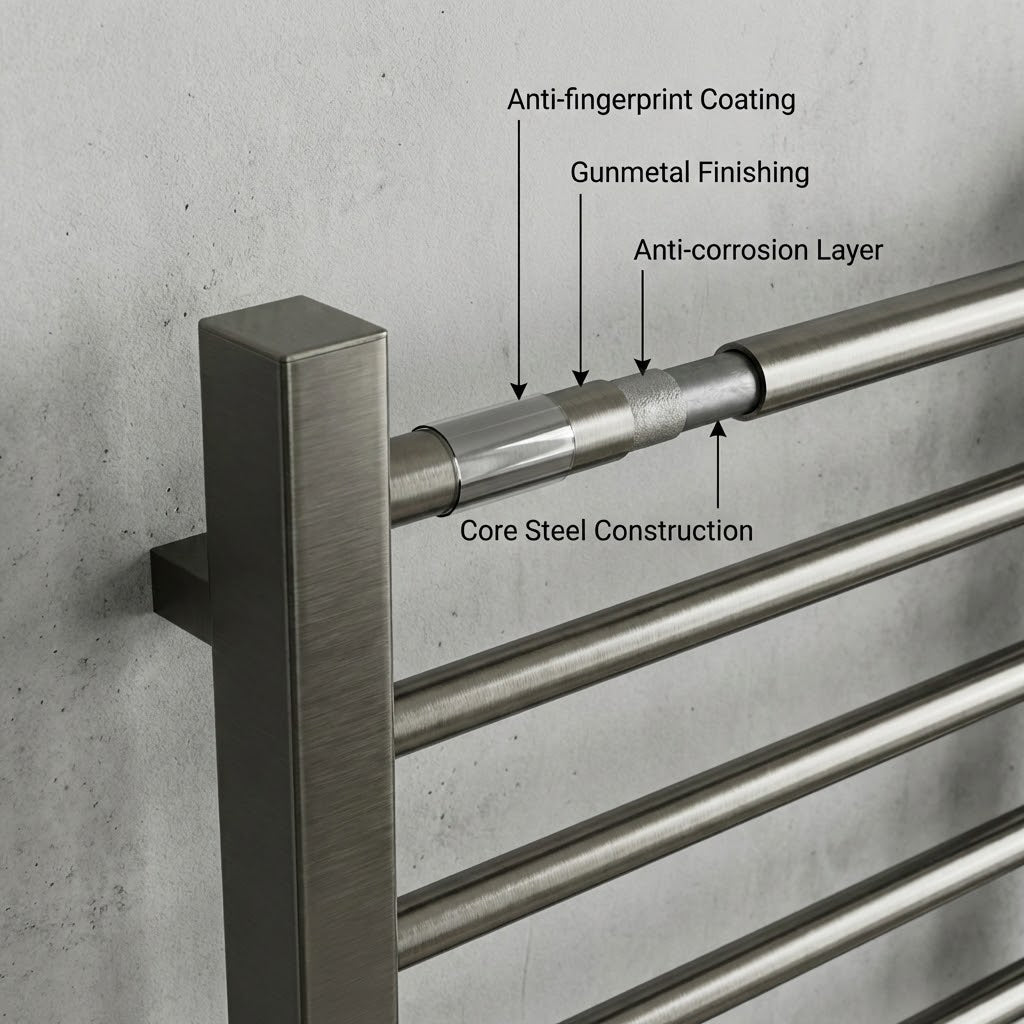 Arko Heated Towel Rail -Gumental– 500 x 1200mm – Straight Bars