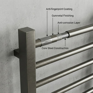 Arko Heated Towel Rail -Gumental– 500 x 1200mm – Straight Bars