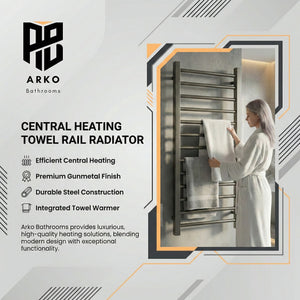 Arko Heated Towel Rail -Gumental– 500 x 1200mm – Straight Bars
