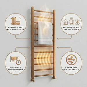 Arko Heated Towel Rail –Bronze– 500 x 1200mm – Straight Bars