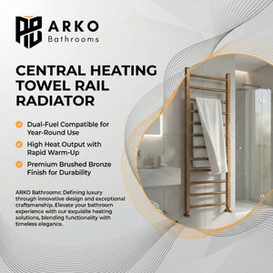 Arko Heated Towel Rail –Bronze– 500 x 1200mm – Straight Bars
