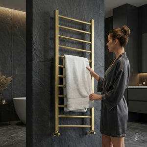 Arko Heated Towel Rail – Brass – 500 x 1200mm – Straight Bars