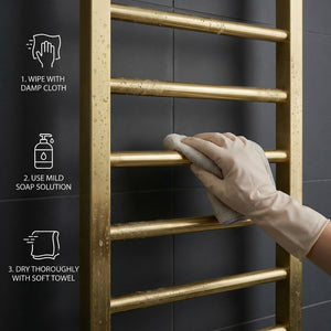 Arko Heated Towel Rail – Brass – 500 x 1200mm – Straight Bars