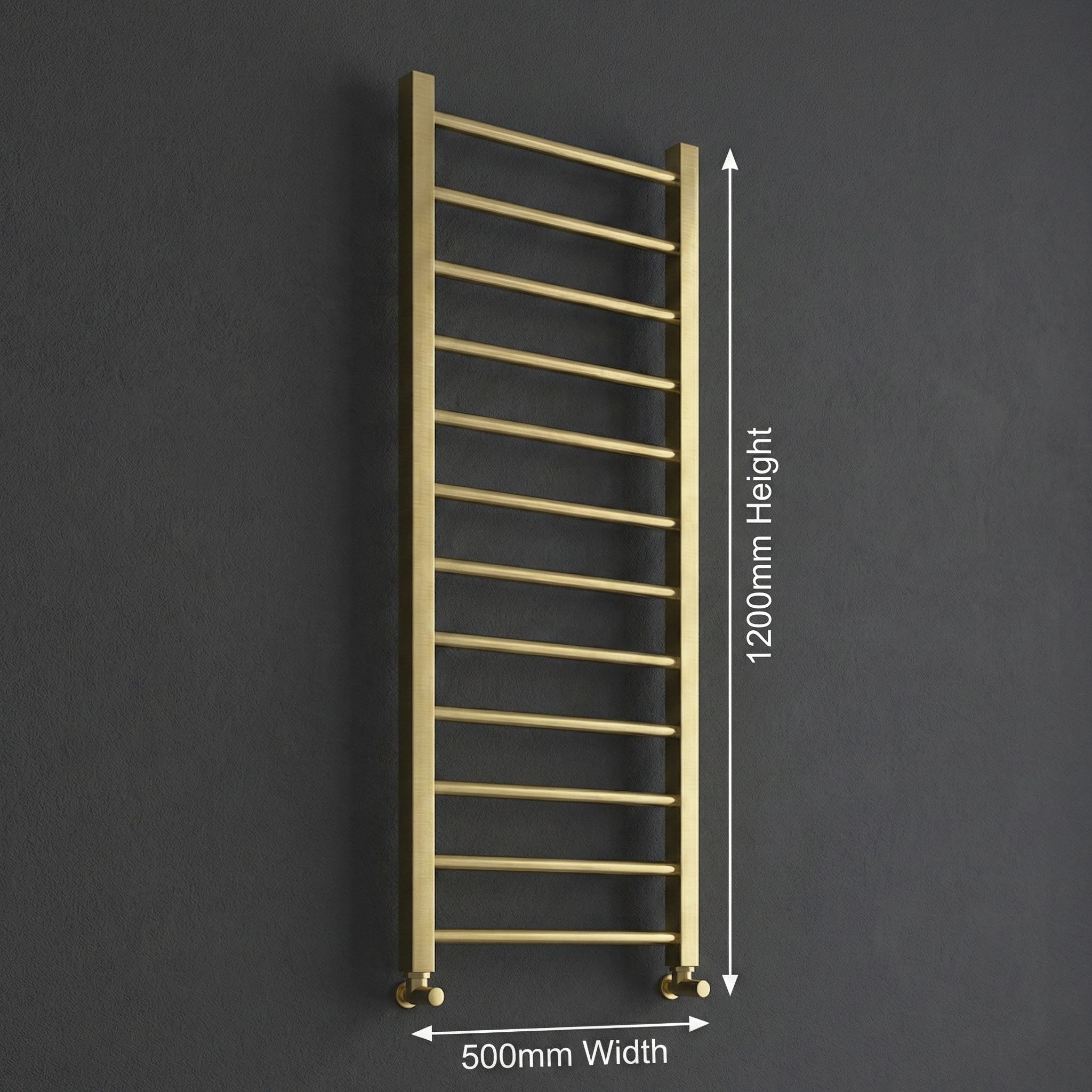 Arko Heated Towel Rail – Brass – 500 x 1200mm – Straight Bars