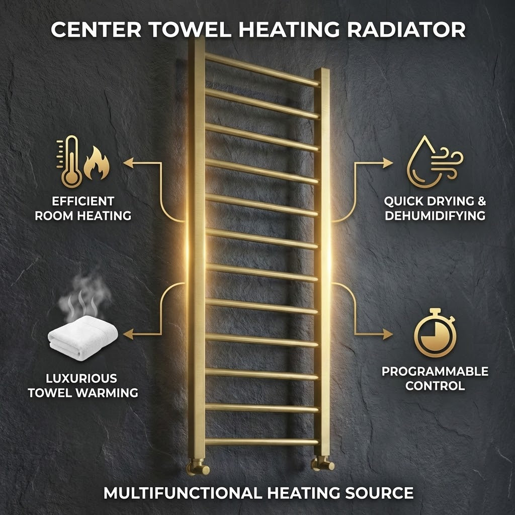 Arko Heated Towel Rail – Brass – 500 x 1200mm – Straight Bars