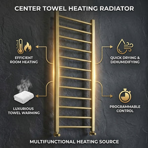 Arko Heated Towel Rail – Brass – 500 x 1200mm – Straight Bars