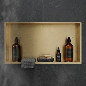 ARKO Stainless Steel Shower Niche Wall Insert, Bathroom Shower Storage Shelf, Brass