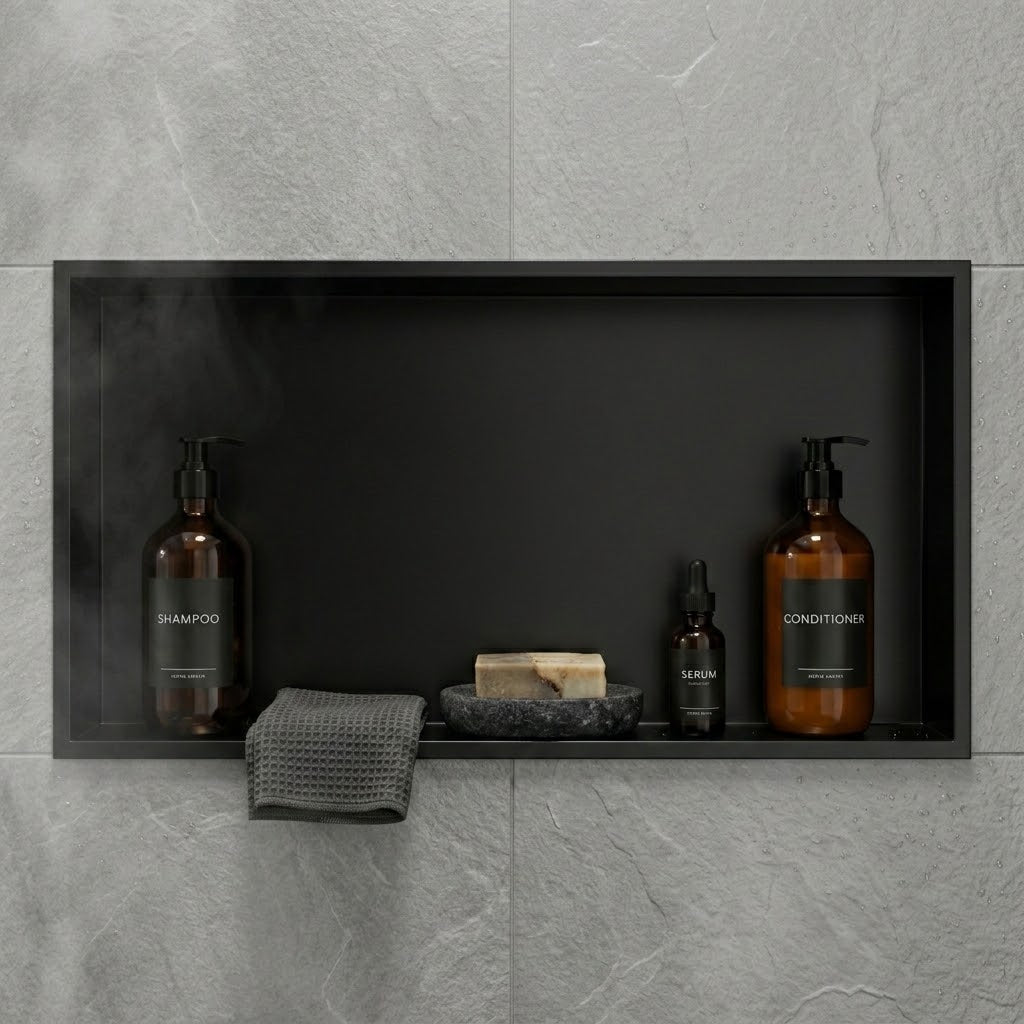 ARKO Stainless Steel Shower Niche Wall Insert, Bathroom Shower Storage Shelf, Black