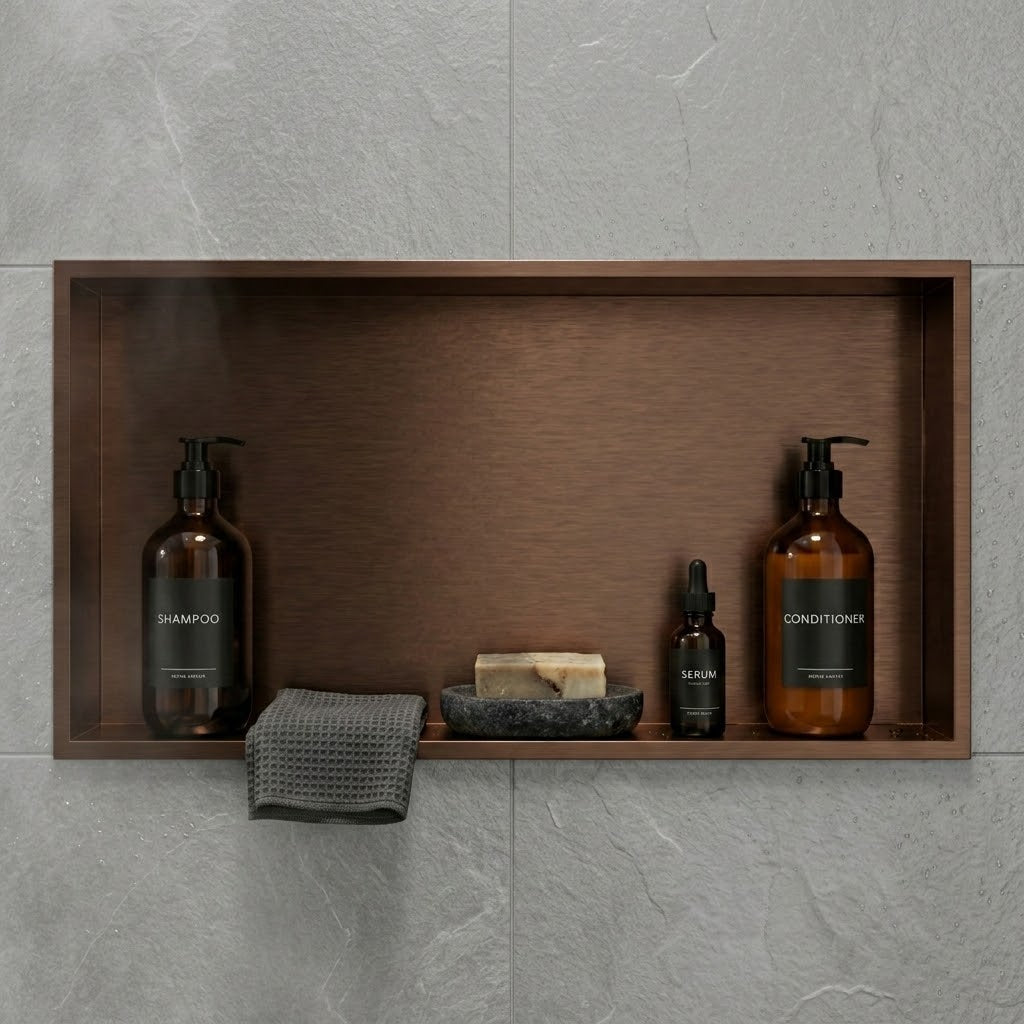 ARKO Stainless Steel Shower Niche Wall Insert, Bathroom Shower Storage Shelf, Bronze