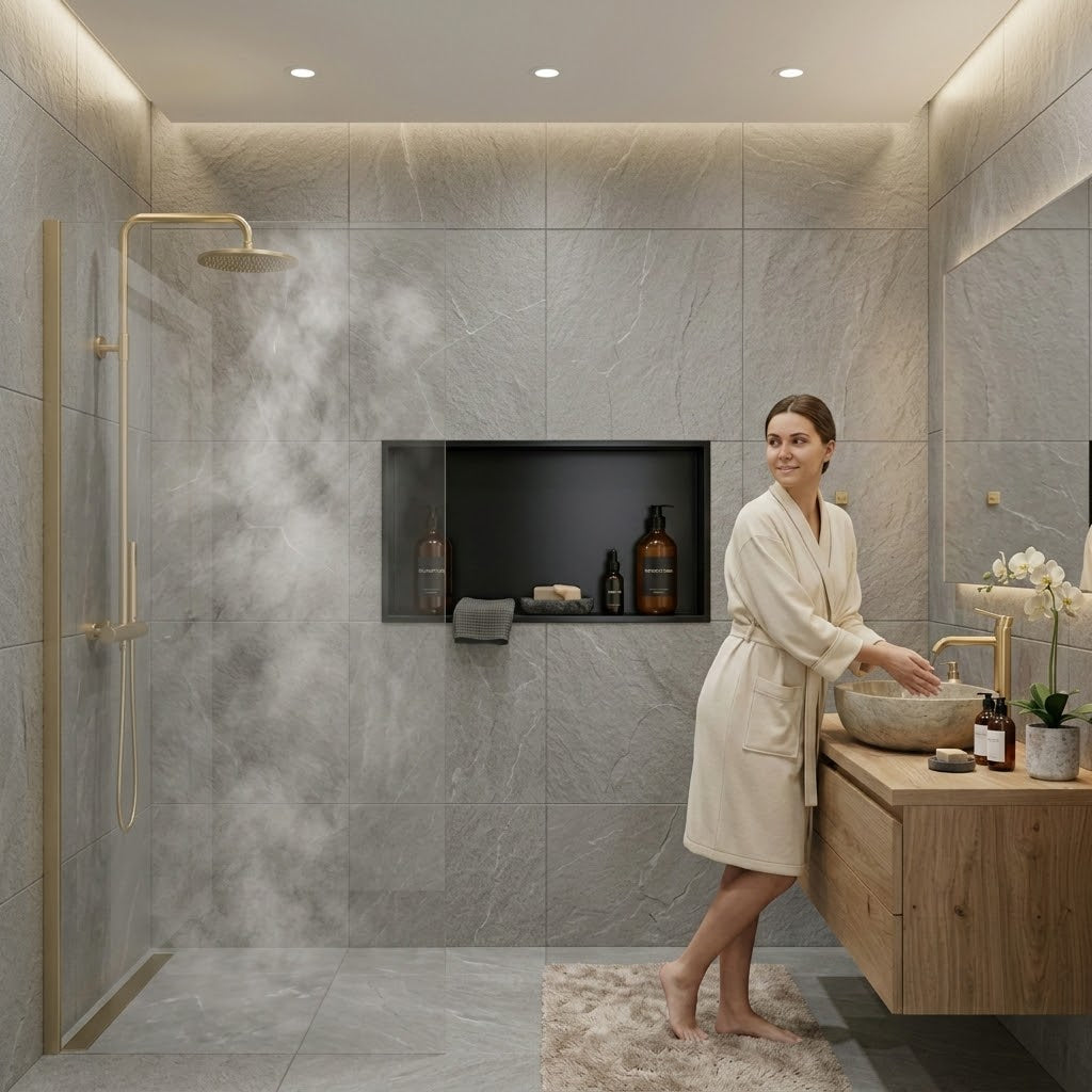 ARKO Stainless Steel Shower Niche Wall Insert, Bathroom Shower Storage Shelf, Black