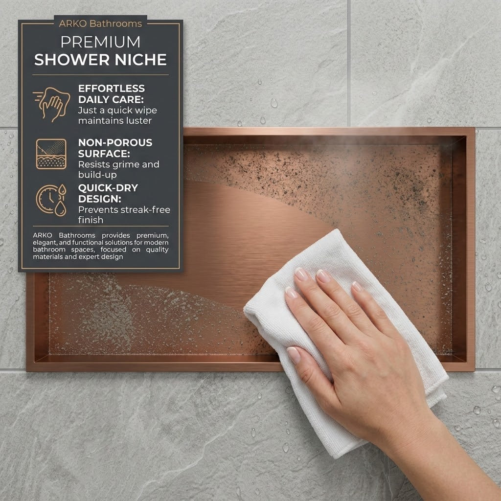 ARKO Stainless Steel Shower Niche Wall Insert, Bathroom Shower Storage Shelf, Bronze
