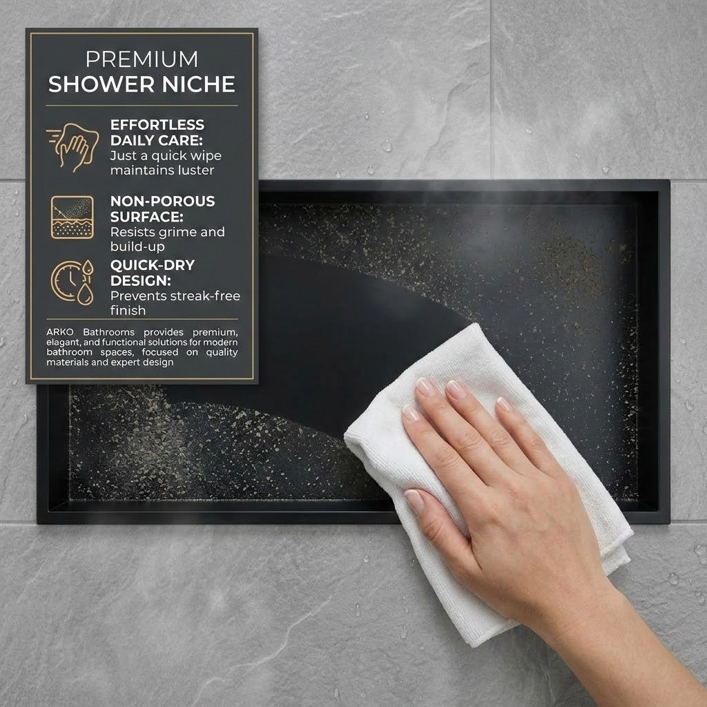 ARKO Stainless Steel Shower Niche Wall Insert, Bathroom Shower Storage Shelf, Black