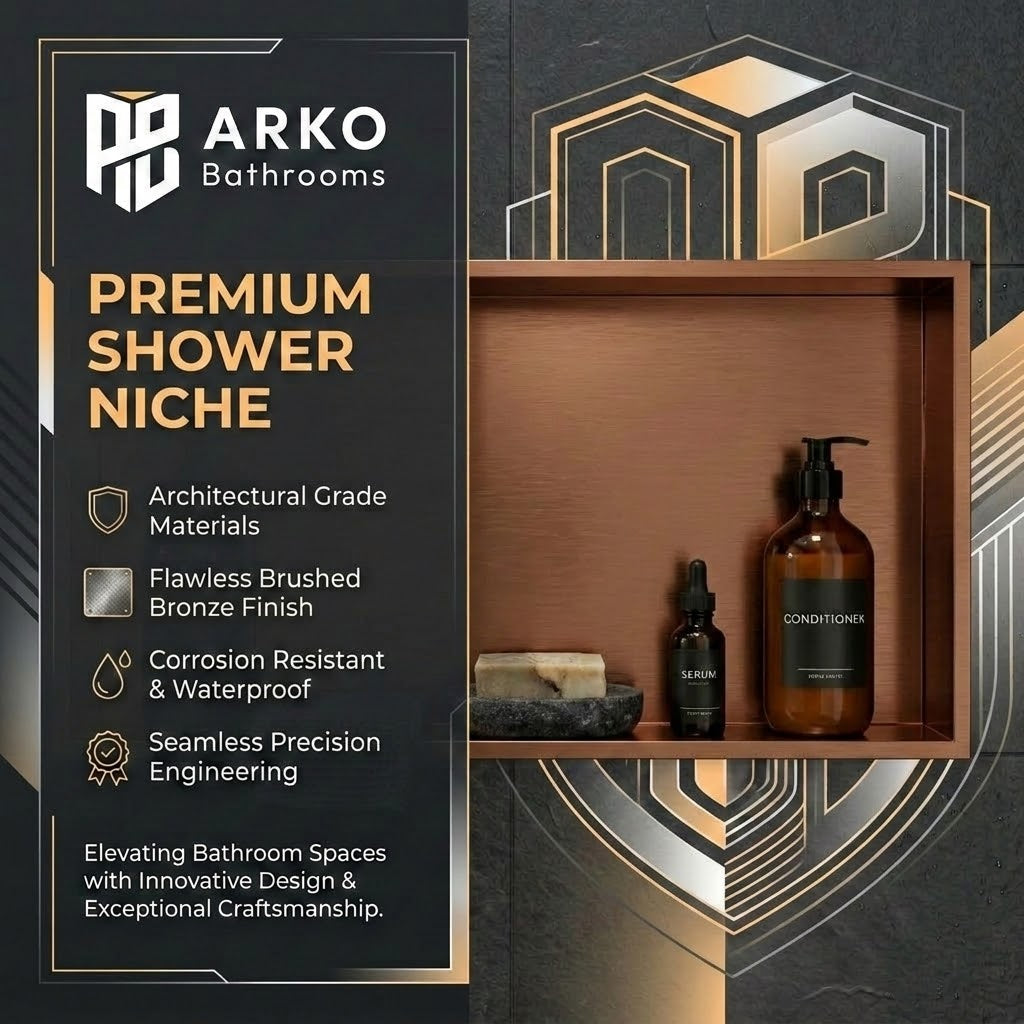 ARKO Stainless Steel Shower Niche Wall Insert, Bathroom Shower Storage Shelf, Bronze