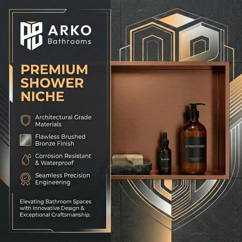 ARKO Stainless Steel Shower Niche Wall Insert, Bathroom Shower Storage Shelf, Bronze