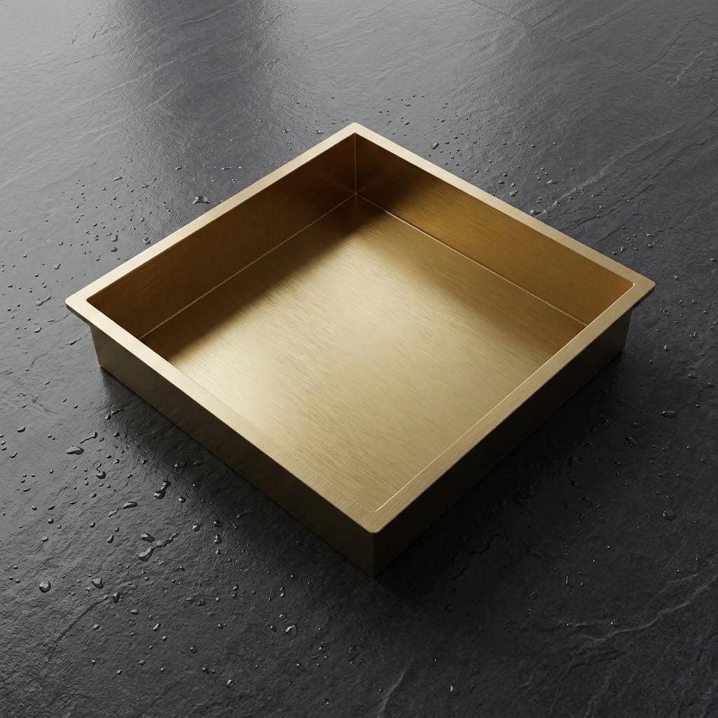 ARKO Stainless Steel Shower Niche Wall Insert, Bathroom Shower Storage Shelf, Brass