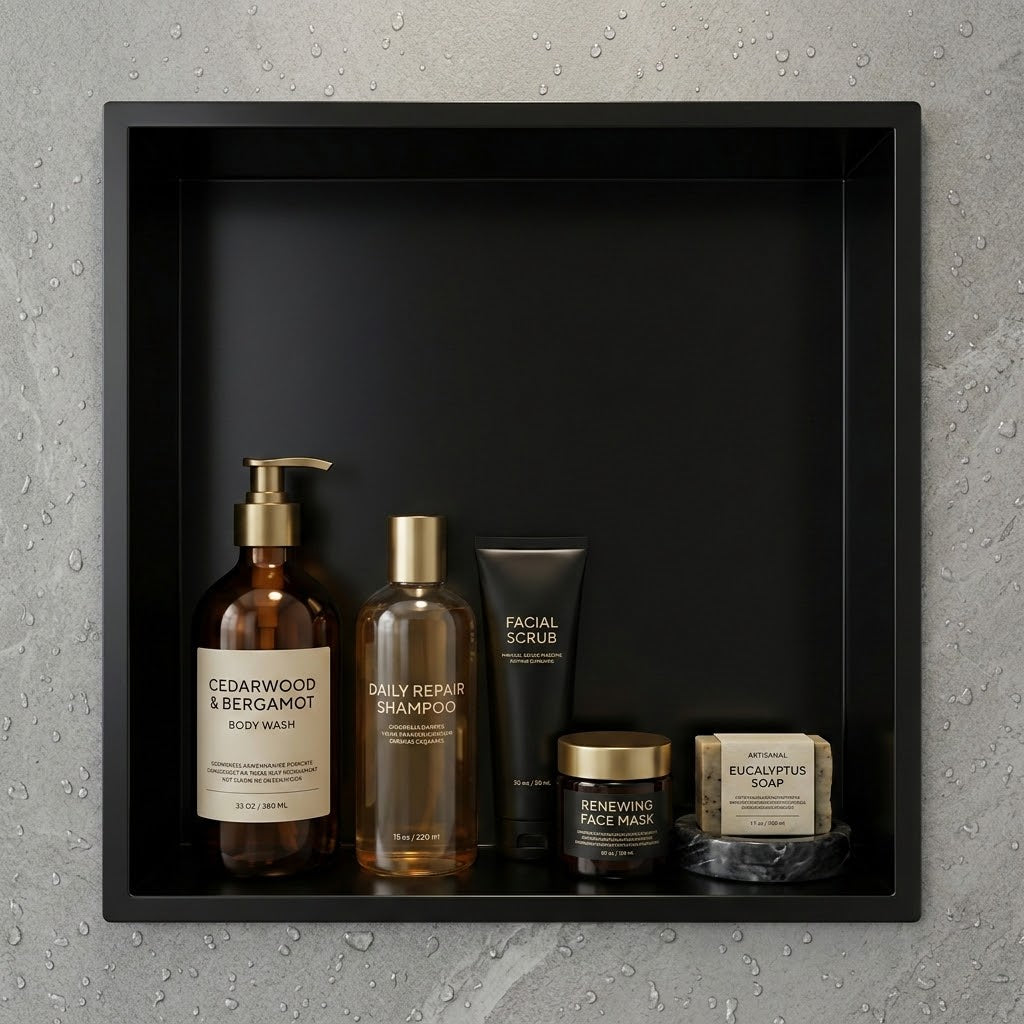 ARKO Shower Niche Wall Insert, Bathroom Shower Storage Shelf, Black