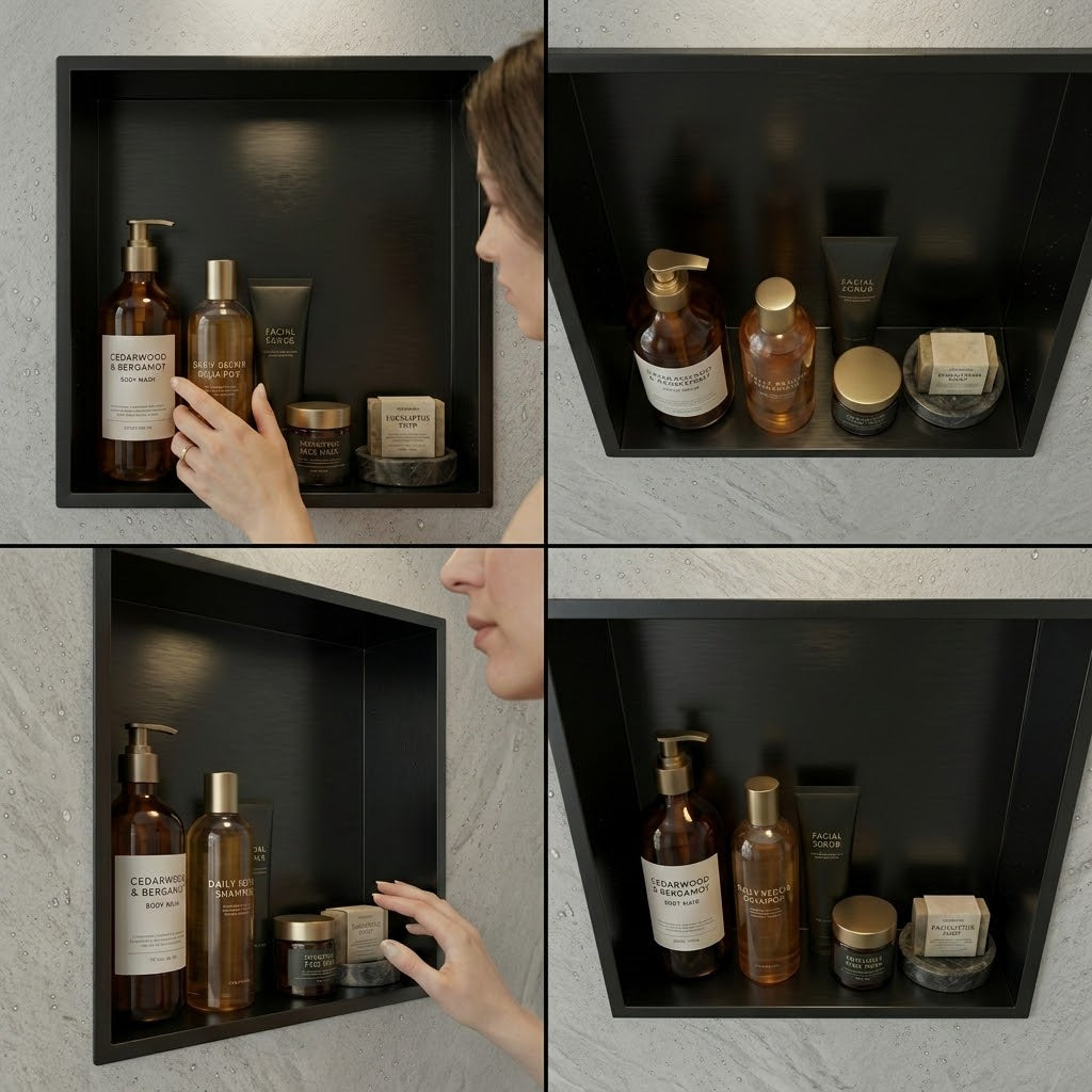ARKO Shower Niche Wall Insert, Bathroom Shower Storage Shelf, Black