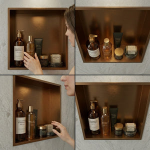 ARKO Stainless Steel Shower Niche Wall Insert, Bathroom Shower Storage Shelf, Bronze