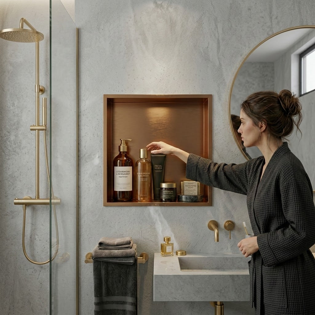 ARKO Stainless Steel Shower Niche Wall Insert, Bathroom Shower Storage Shelf, Bronze