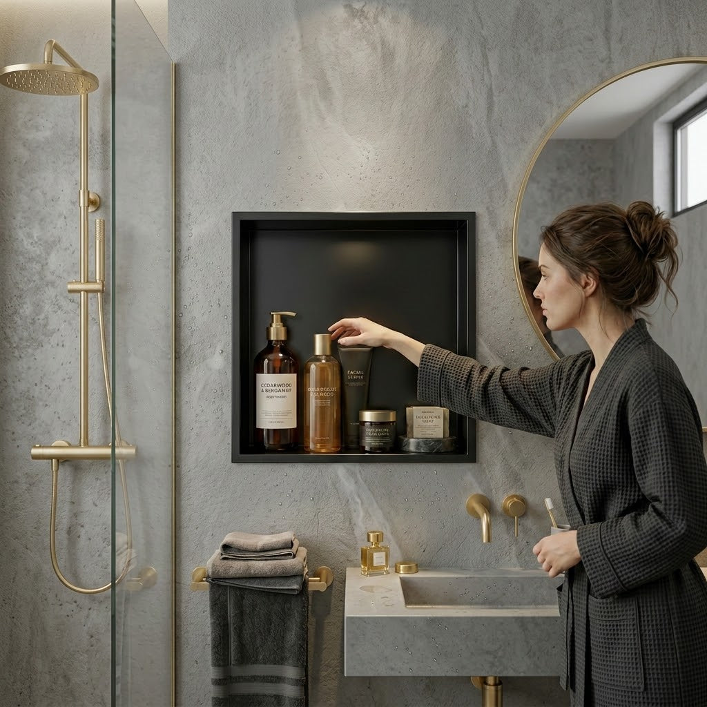 ARKO Shower Niche Wall Insert, Bathroom Shower Storage Shelf, Black