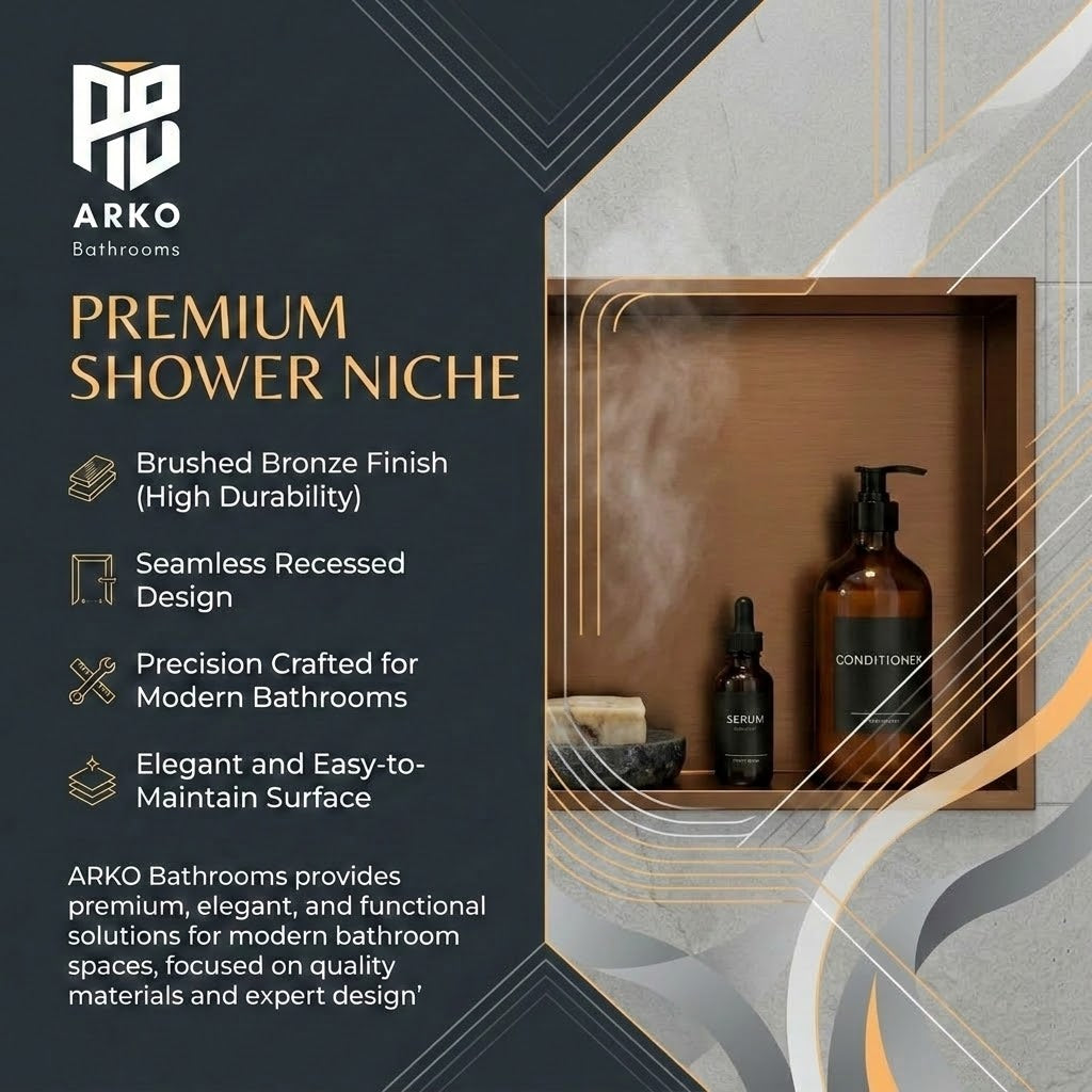 ARKO Stainless Steel Shower Niche Wall Insert, Bathroom Shower Storage Shelf, Bronze
