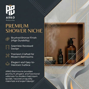 ARKO Stainless Steel Shower Niche Wall Insert, Bathroom Shower Storage Shelf, Bronze