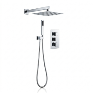 Square Concealed Triple Thermostatic Shower Pack with Head + Handset - Chrome