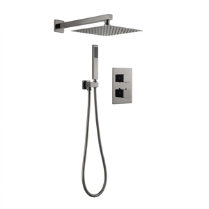 ARKO 2-Way Square Concealed Thermostatic Mixer Shower Dual Dial, Twin Head – Gunmetal