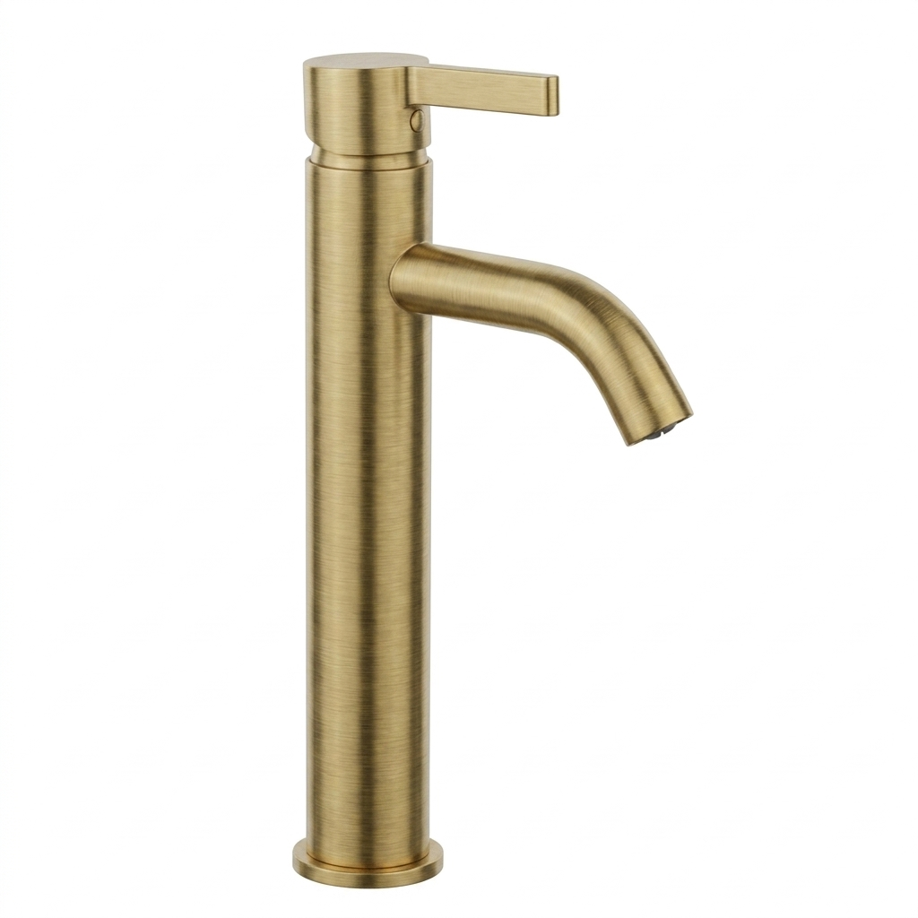Arlo Round Tall Basin Mixer Tap Brass