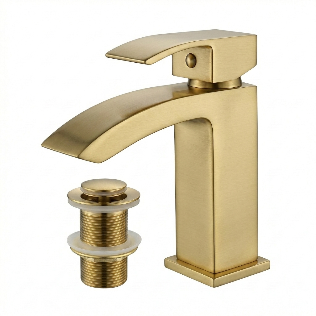 Vista Brass Square Basin Mixer Tap Brass