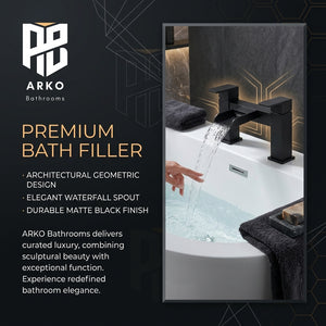 Waterfall Modern Bath Filler Taps- Black