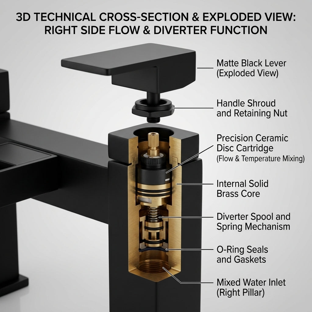 Waterfall Modern Bath Filler Taps- Black