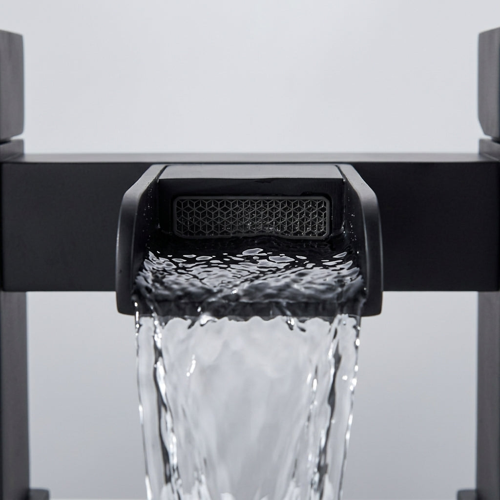 Waterfall Modern Bath Filler Taps- Black