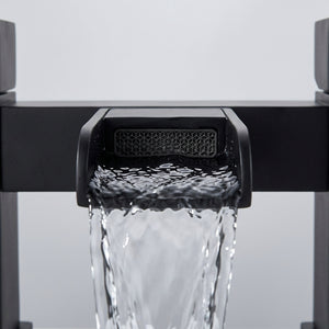 Waterfall Modern Bath Filler Taps- Black