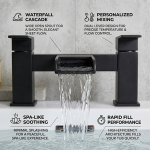 Waterfall Modern Bath Filler Taps- Black