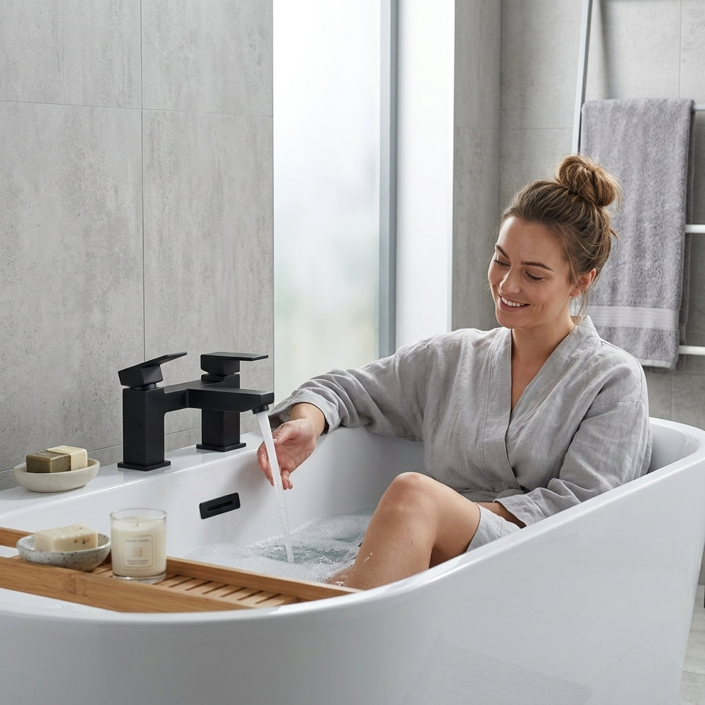 Verda Modern Bath Filler Tap – Black