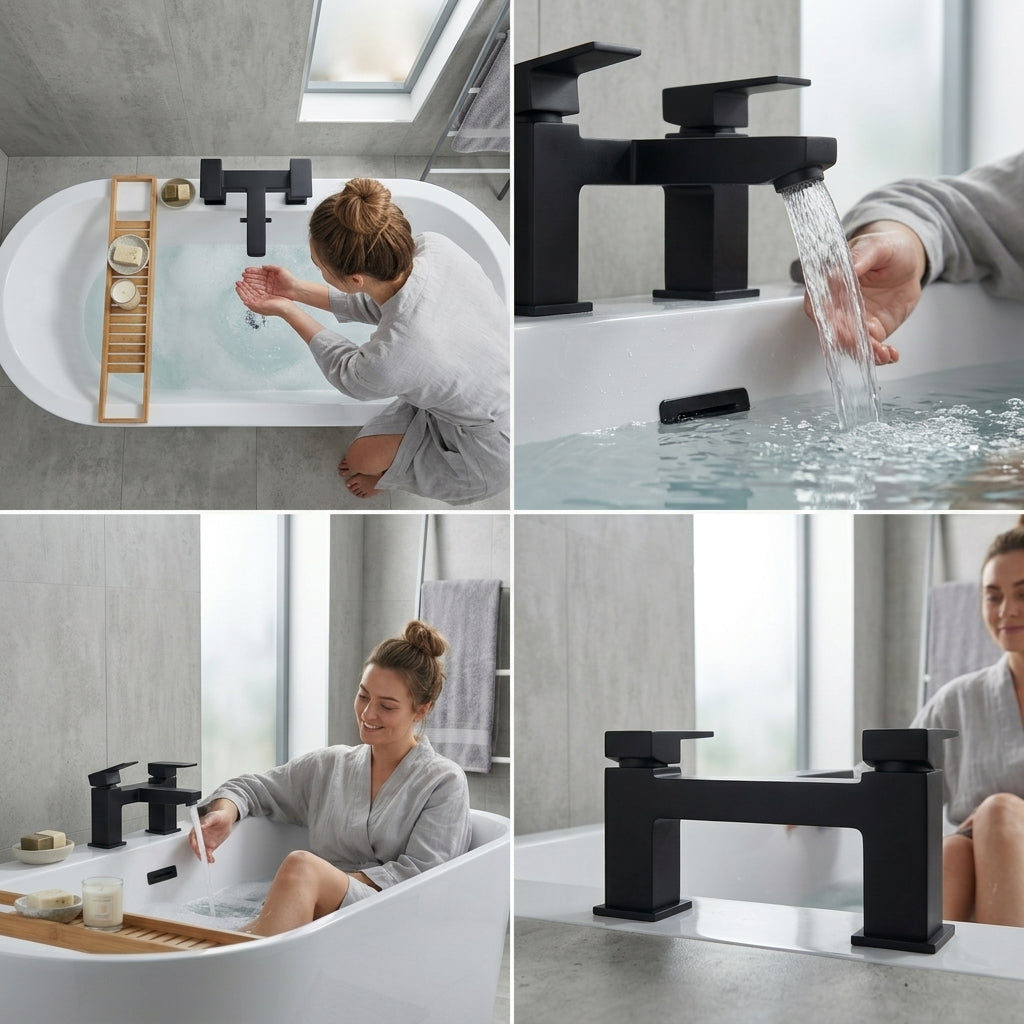Verda Modern Bath Filler Tap – Black