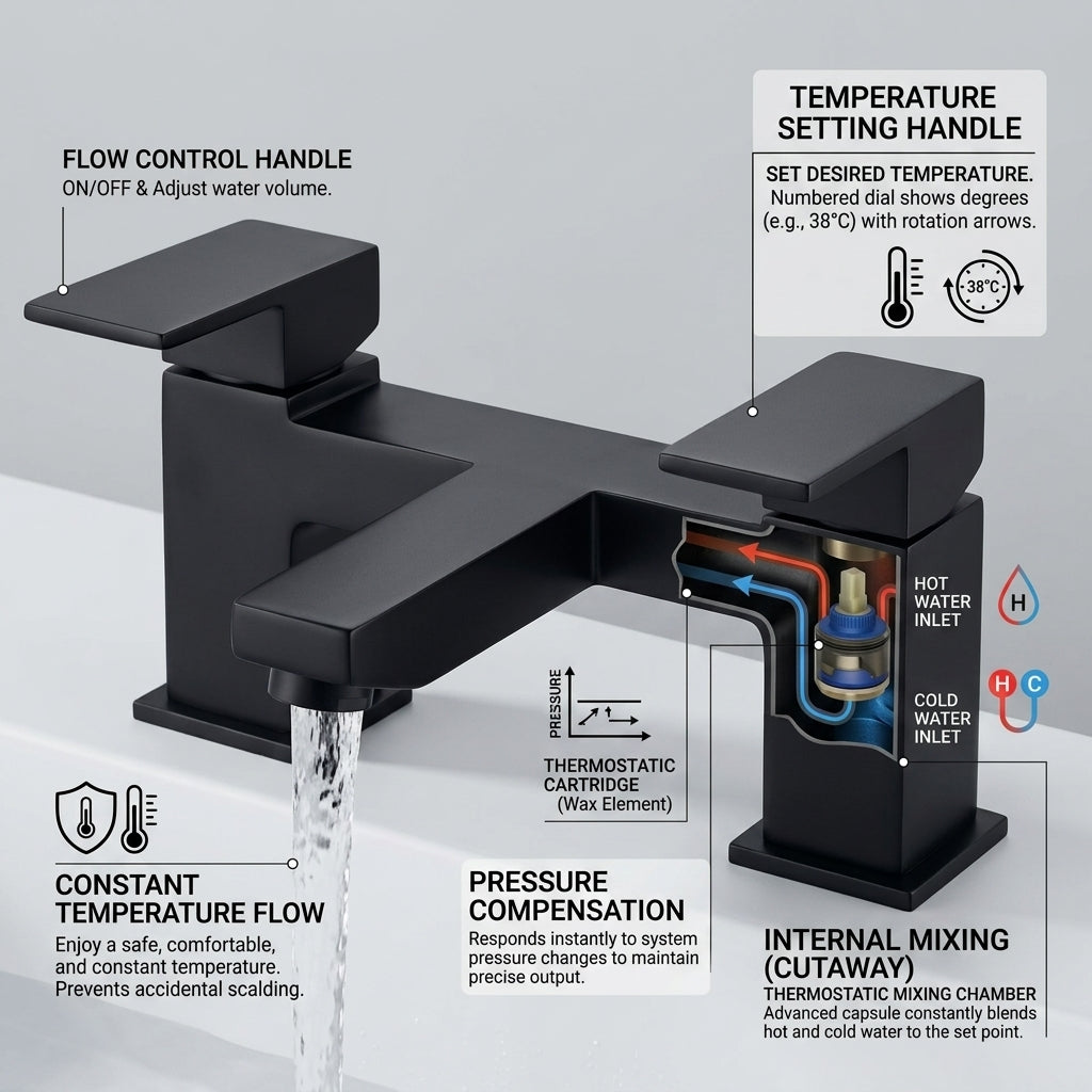 Verda Modern Bath Filler Tap – Black