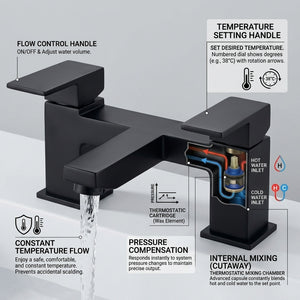Verda Modern Bath Filler Tap – Black