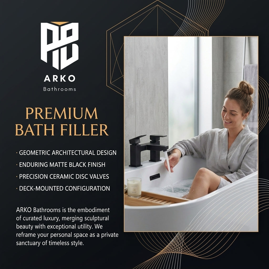Verda Modern Bath Filler Tap – Black