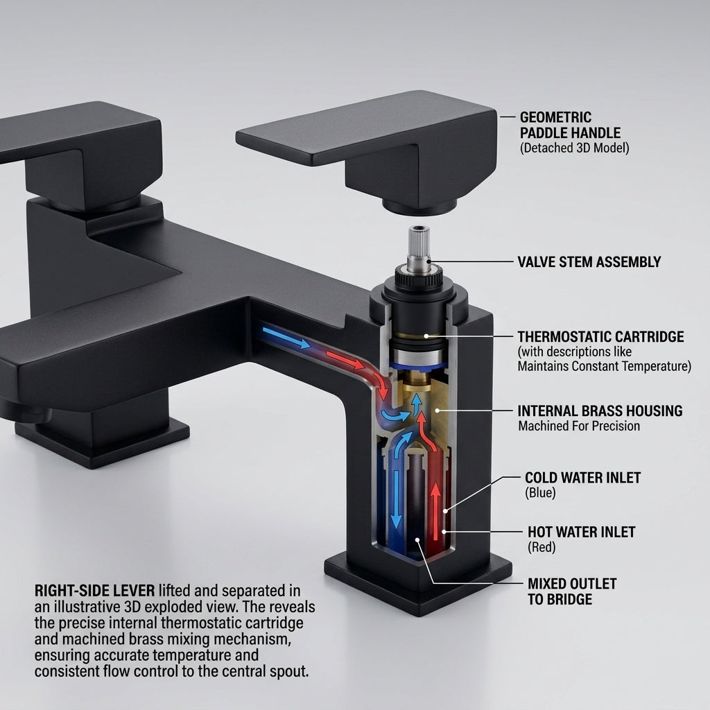 Verda Modern Bath Filler Tap – Black