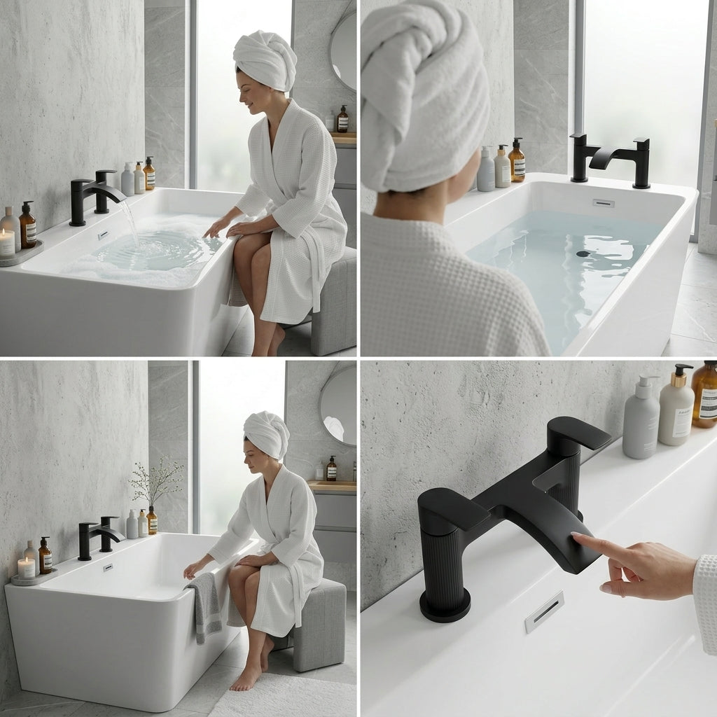 Capri Black Bath Filler Tap