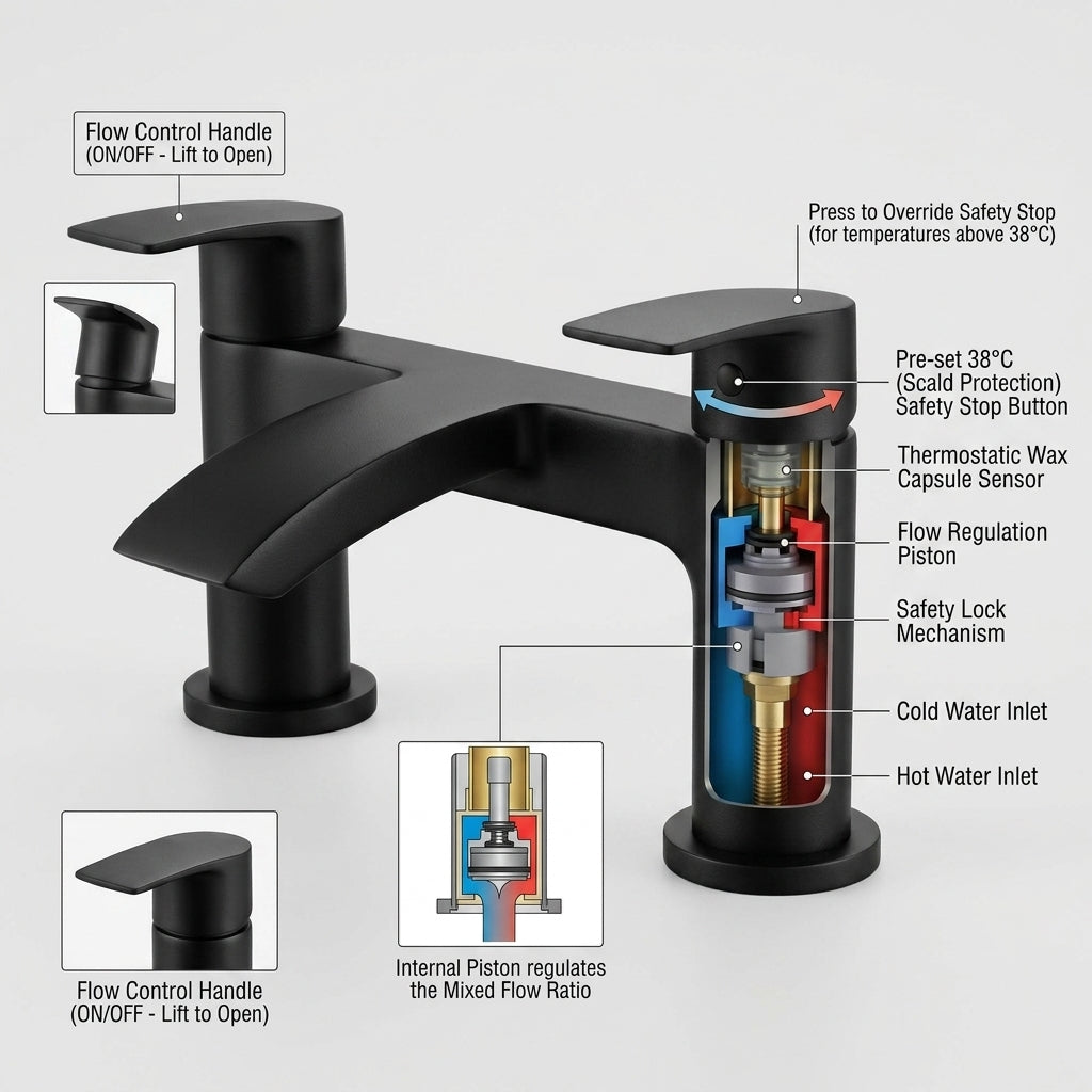 Capri Black Bath Filler Tap