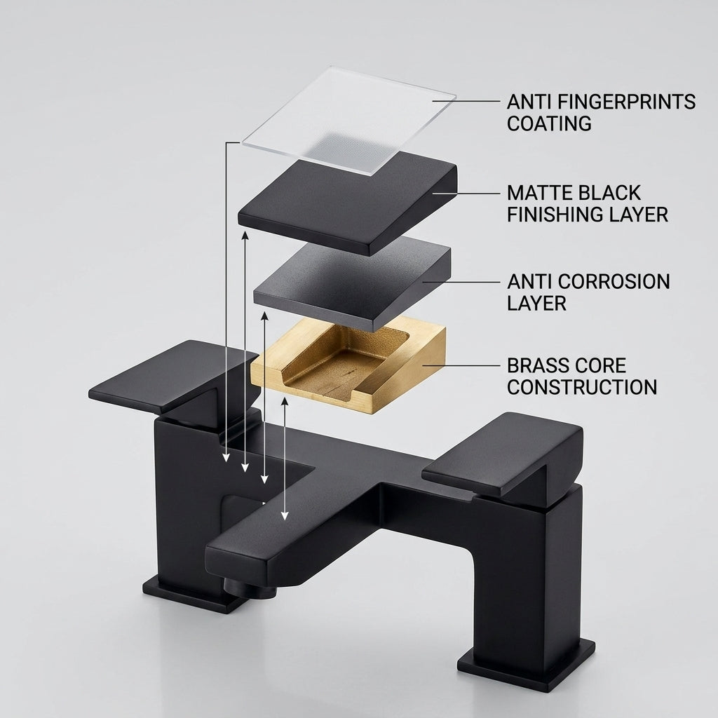 Verda Modern Bath Filler Tap – Black