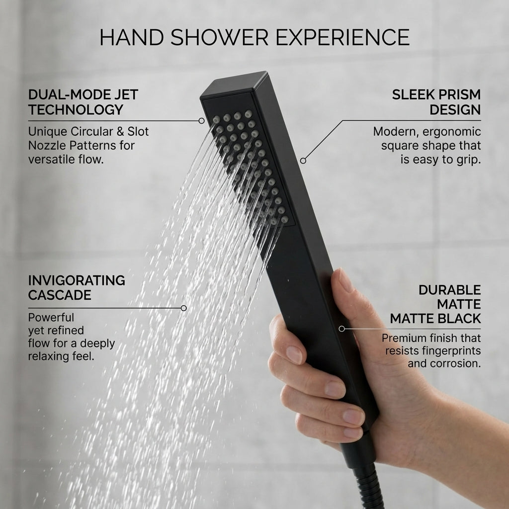 Waterfall Bath Shower Mixer Tap with Shower Kit – Black
