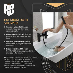 Waterfall Bath Shower Mixer Tap with Shower Kit – Black