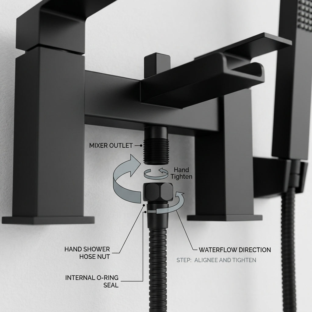 Waterfall Bath Shower Mixer Tap with Shower Kit – Black