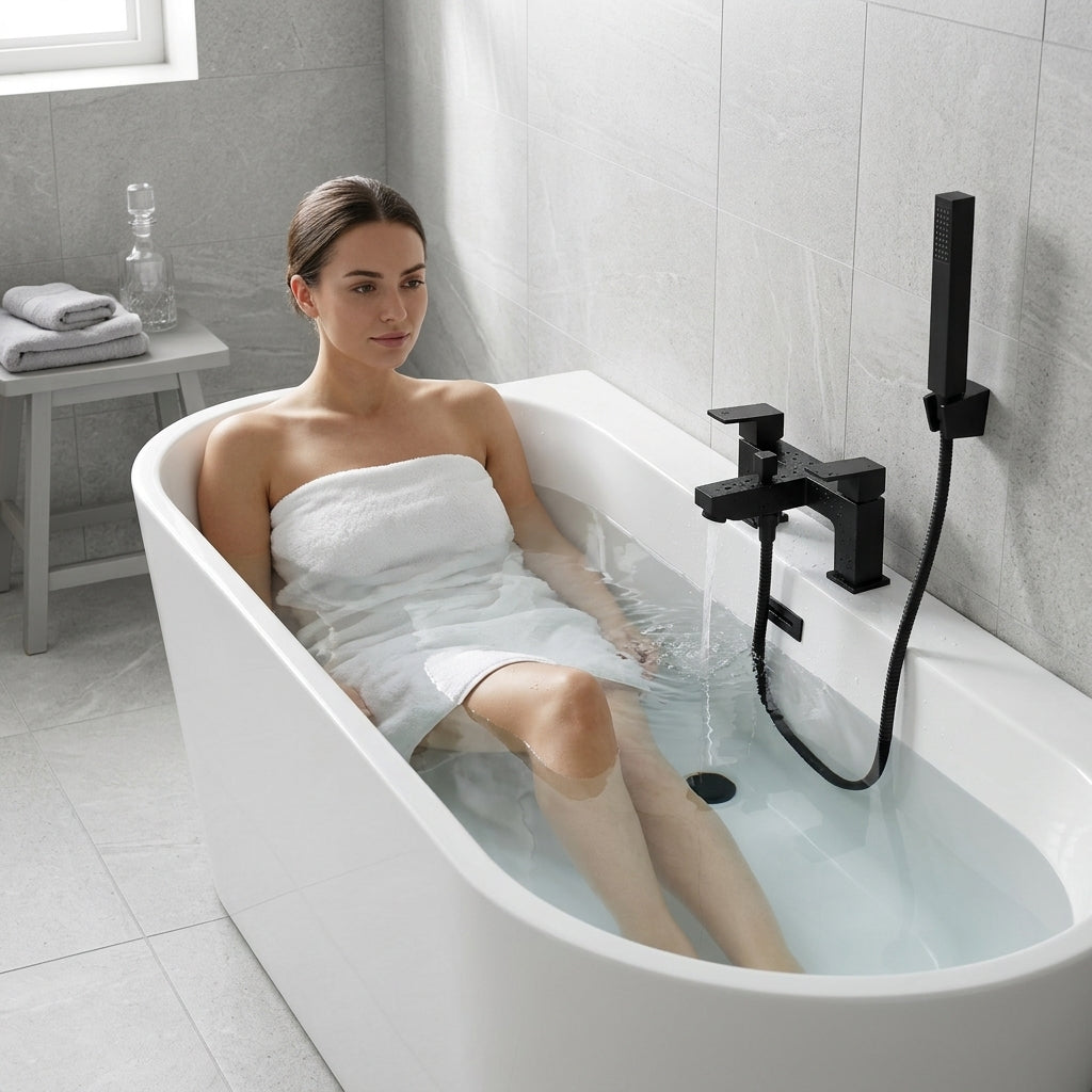 Verda Modern Bath Shower Mixer with Shower Kit – Black