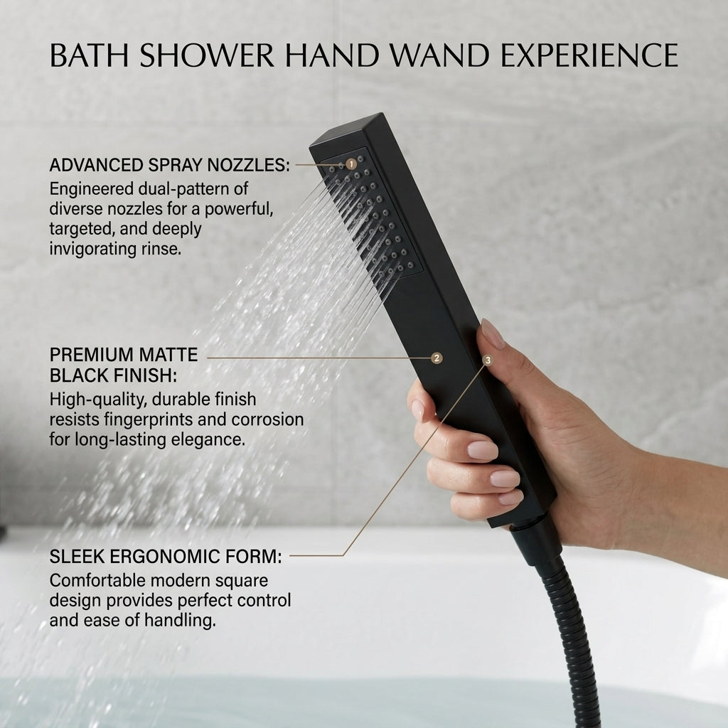 Verda Modern Bath Shower Mixer with Shower Kit – Black