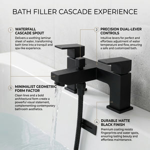 Verda Modern Bath Shower Mixer with Shower Kit – Black
